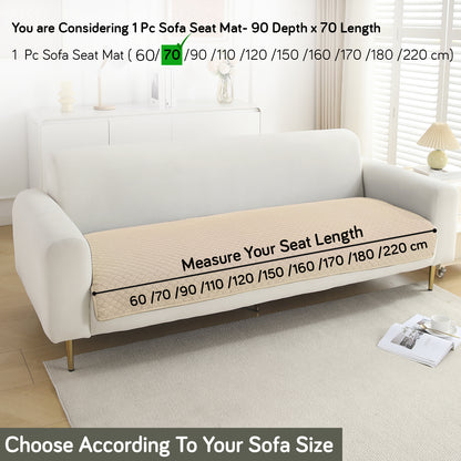 Polyester Quilted Sofa Cover Mats, Beige