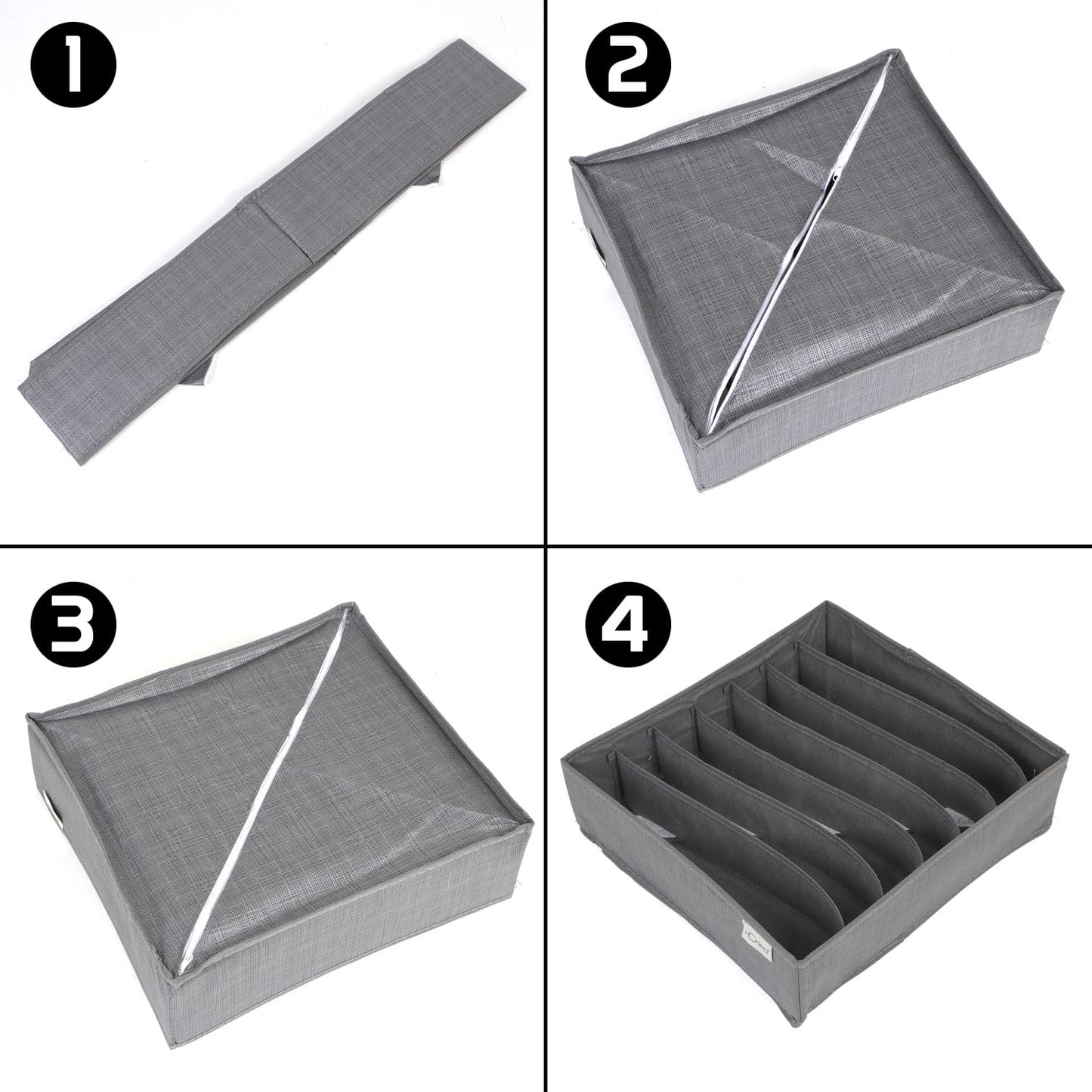 Non-Woven Fabric Undergarment Organizer Storage Box For Drawers Bra Panty Socks Tie Lingerie Organizer For Wardrobe, Grey