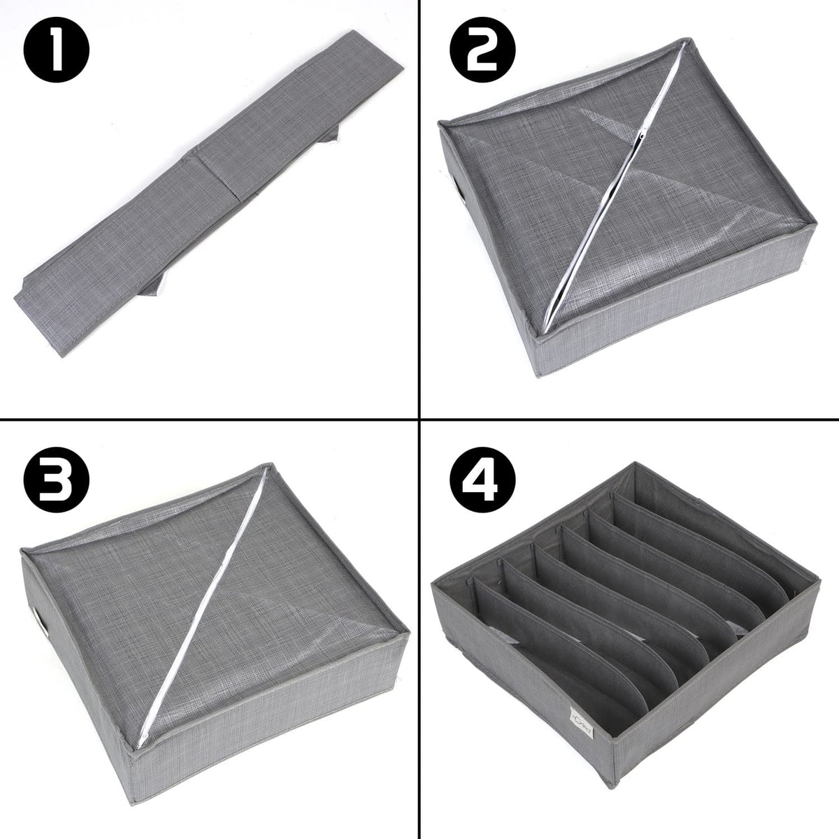 Non-Woven Fabric Undergarment Organizer Storage Box For Drawers Bra Panty Socks Tie Lingerie Organizer For Wardrobe, Grey