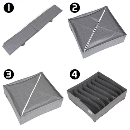 Non-Woven Fabric Undergarment Organizer Storage Box For Drawers Bra Panty Socks Tie Lingerie Organizer For Wardrobe, Grey