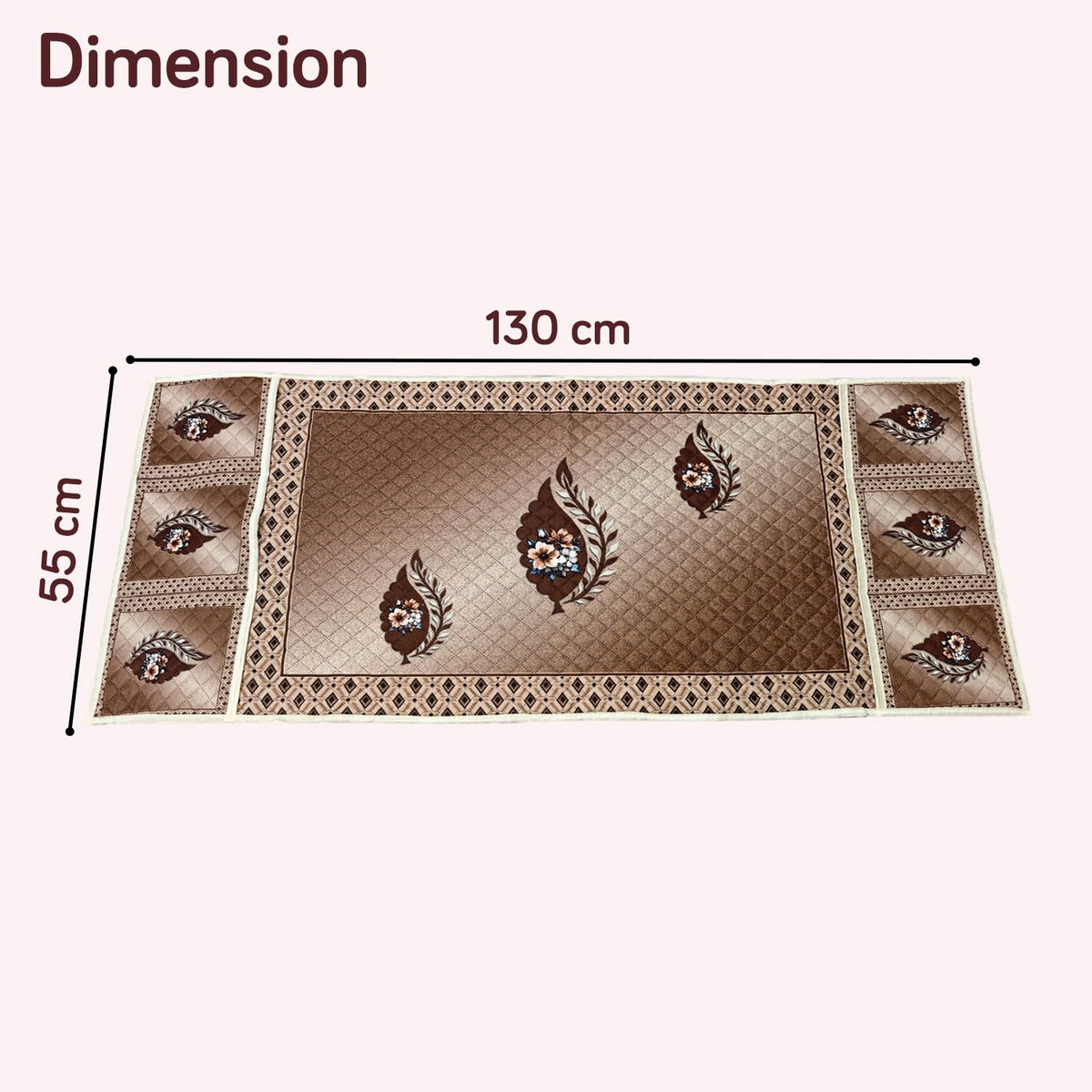 Eternal Floral Printed Quilted Fridge Top Cover with side Pockets - Ember Bloom