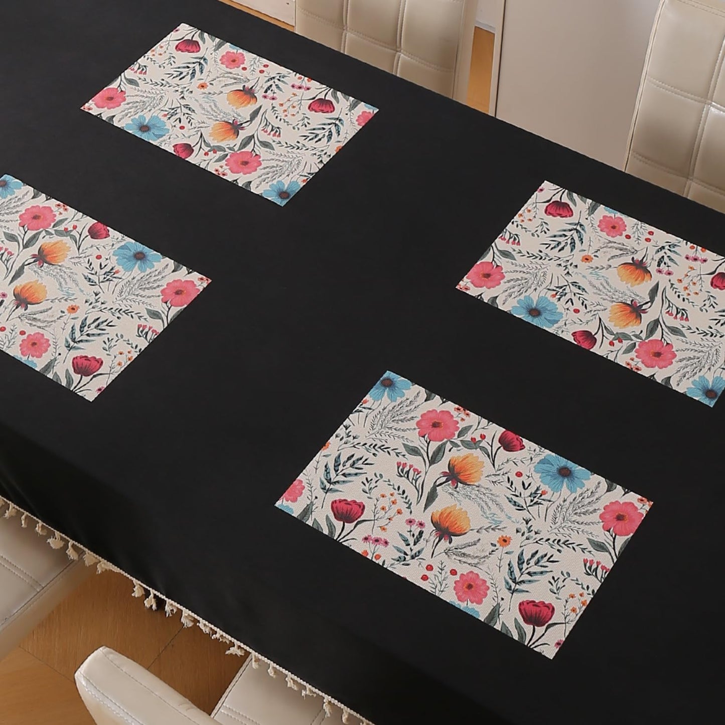 Artistic Flora PVC Washable Mats for Dining Table - Cosmos