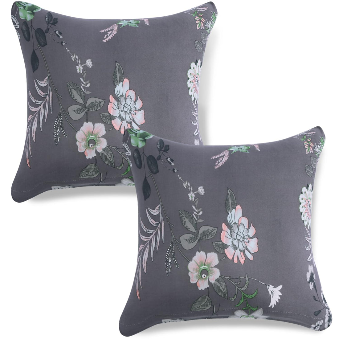 Cute Bentonite Grey Budding Florals Print square pillow covers online