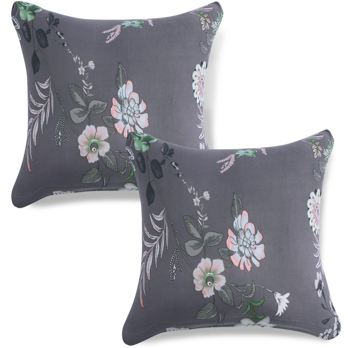 Cute Bentonite Grey Budding Florals Print square pillow covers online