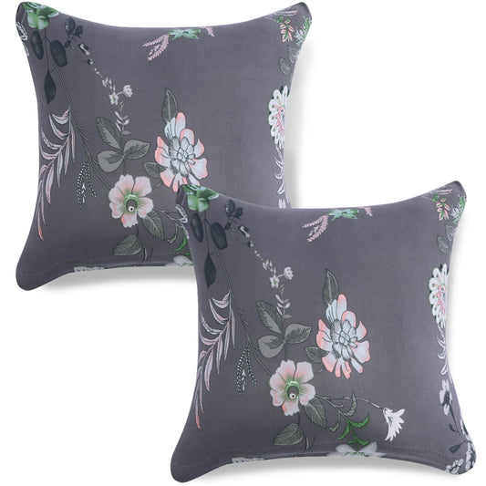 Cute Bentonite Grey Budding Florals Print square pillow covers online