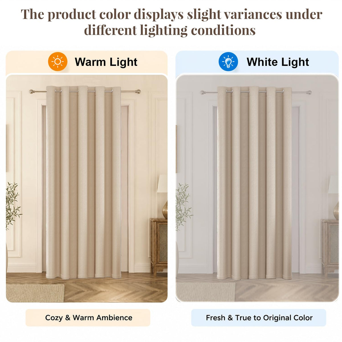 HOKIPO Atmosphere Dimout Curtains, 7 Feet Long - Almond Beige - image 6