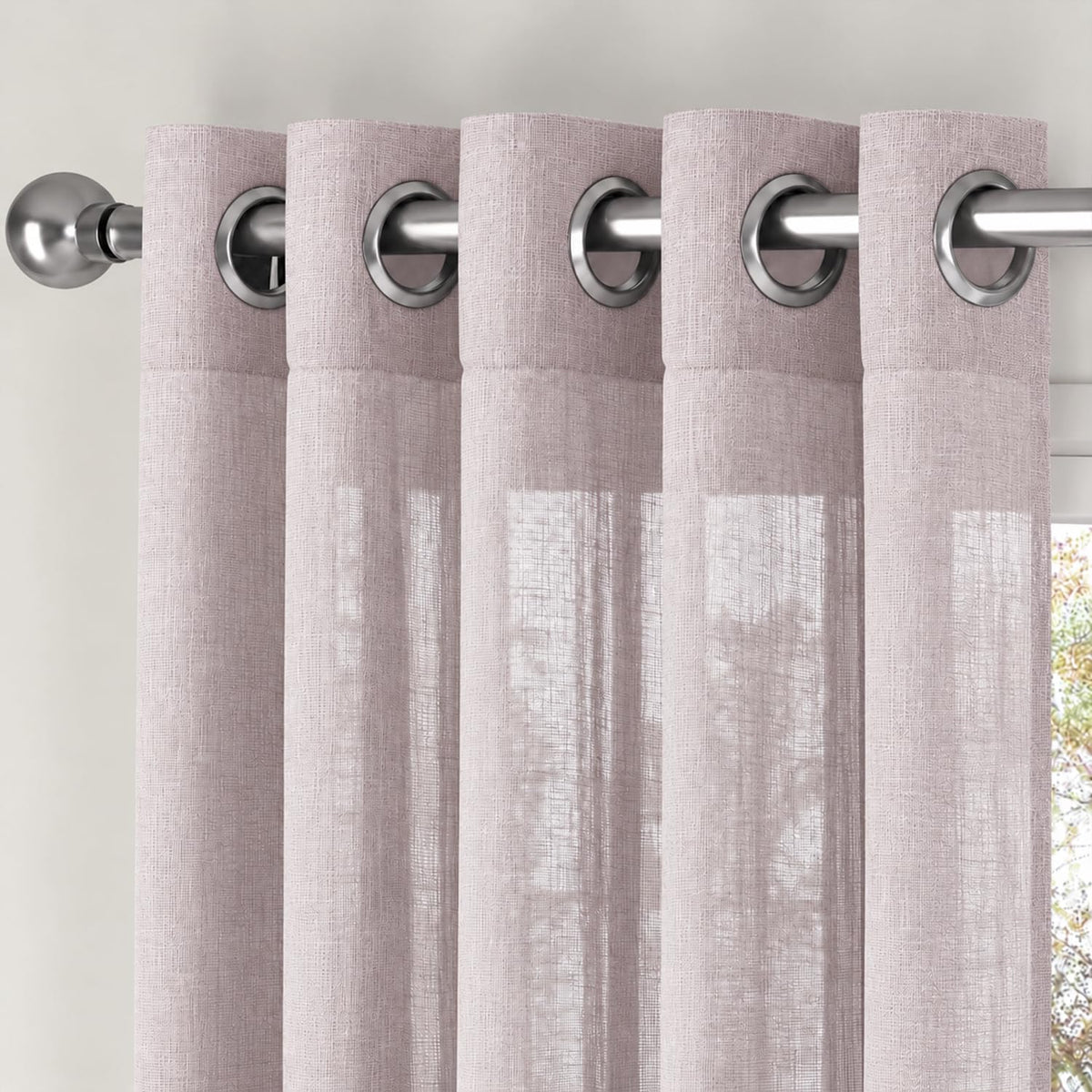 HOKIPO Breeze Sheer Curtains, 7 Feet Long - Dusty Rose - image 6