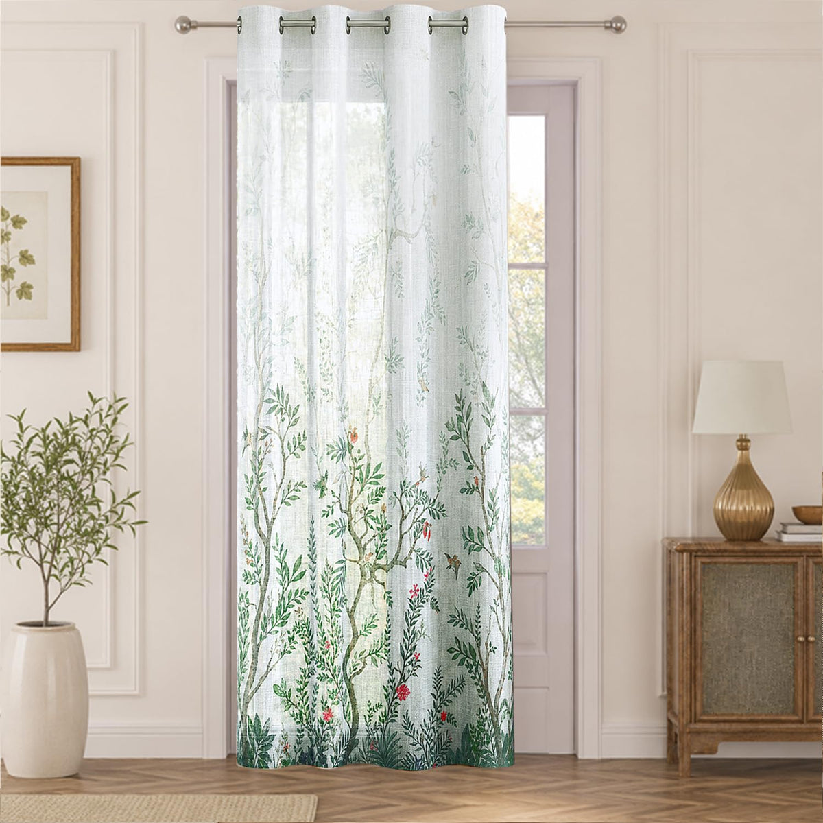 HOKIPO Meadow Bloom Sheer Curtains, 7 Feet Long - Willow Botanica - image 2