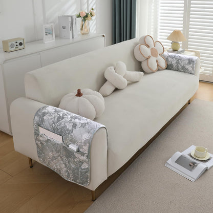 Quilted, Waterproof and Anti-Slip Sofa Cover Mat, Motifs Cloud Grey