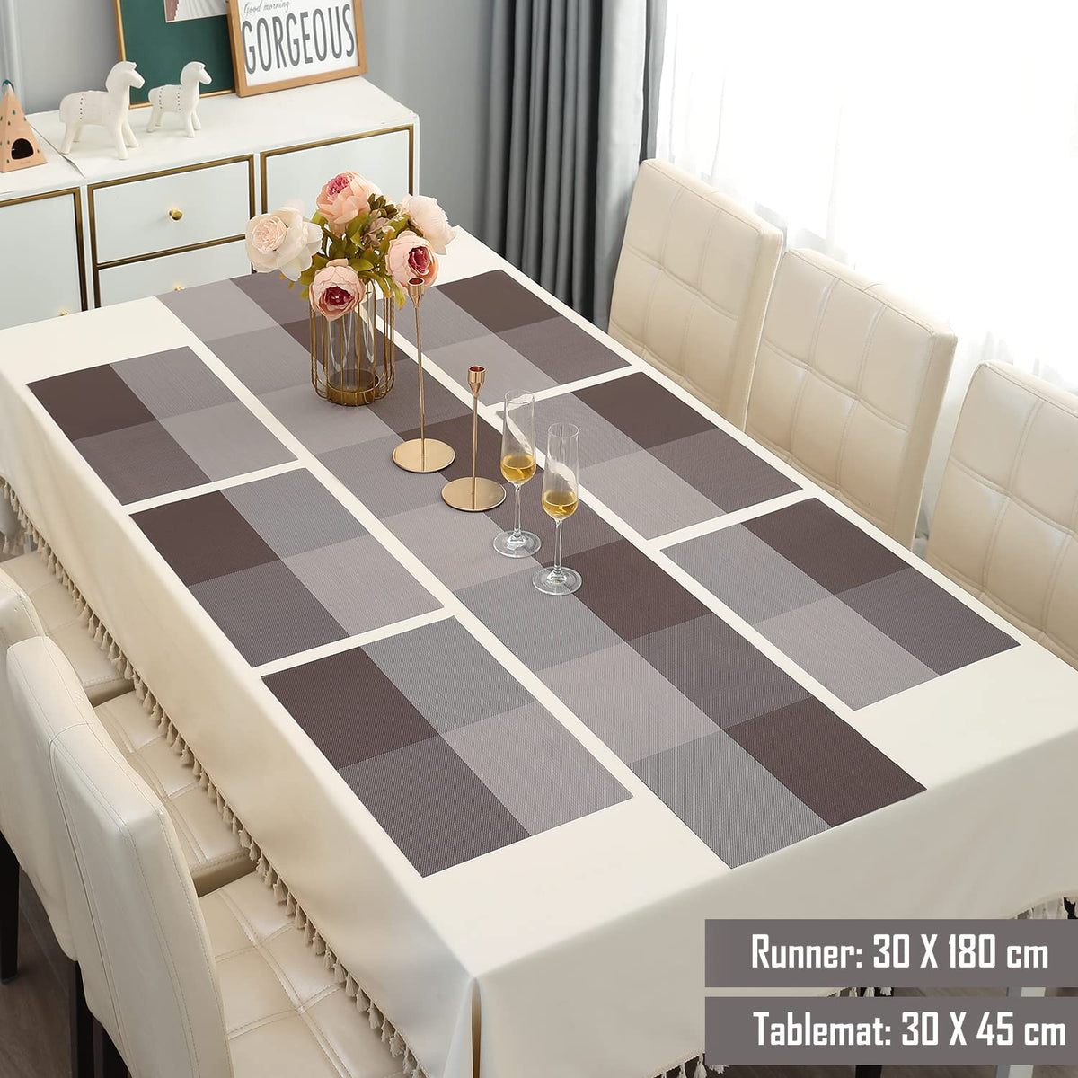 PVC Dining Table Mats, Brown