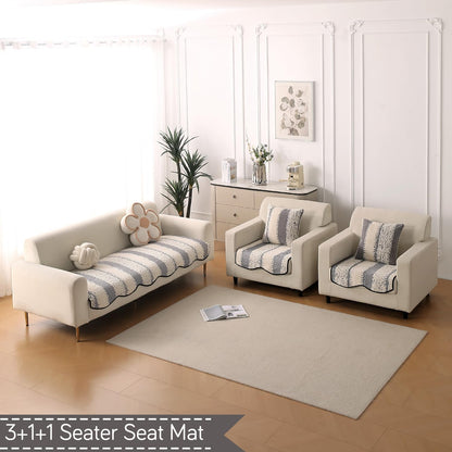 Luxury Wavy Anti Slip Plush Sofa Cover Mat, Pewter Grey