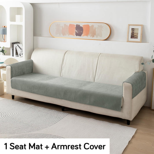 Premium Chenille Sofa Cover Mat with 2 Armrest Cover, Grey
