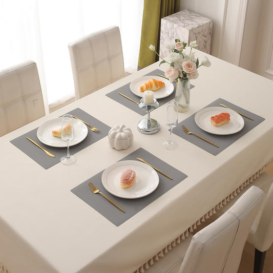 PP Waterproof Dining Table Mat, Fossil Grey