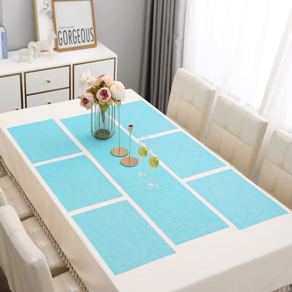 PVC Dining Table Mats,Turquoise