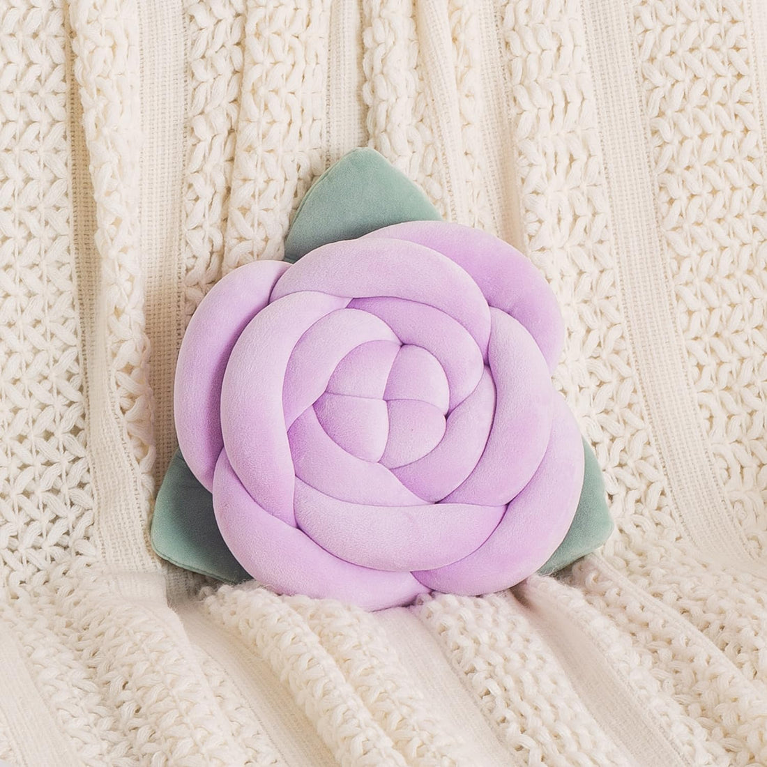 HOKIPO Rose Flower Shaped Cushion for Sofa & Bed, 22 cm, Purple