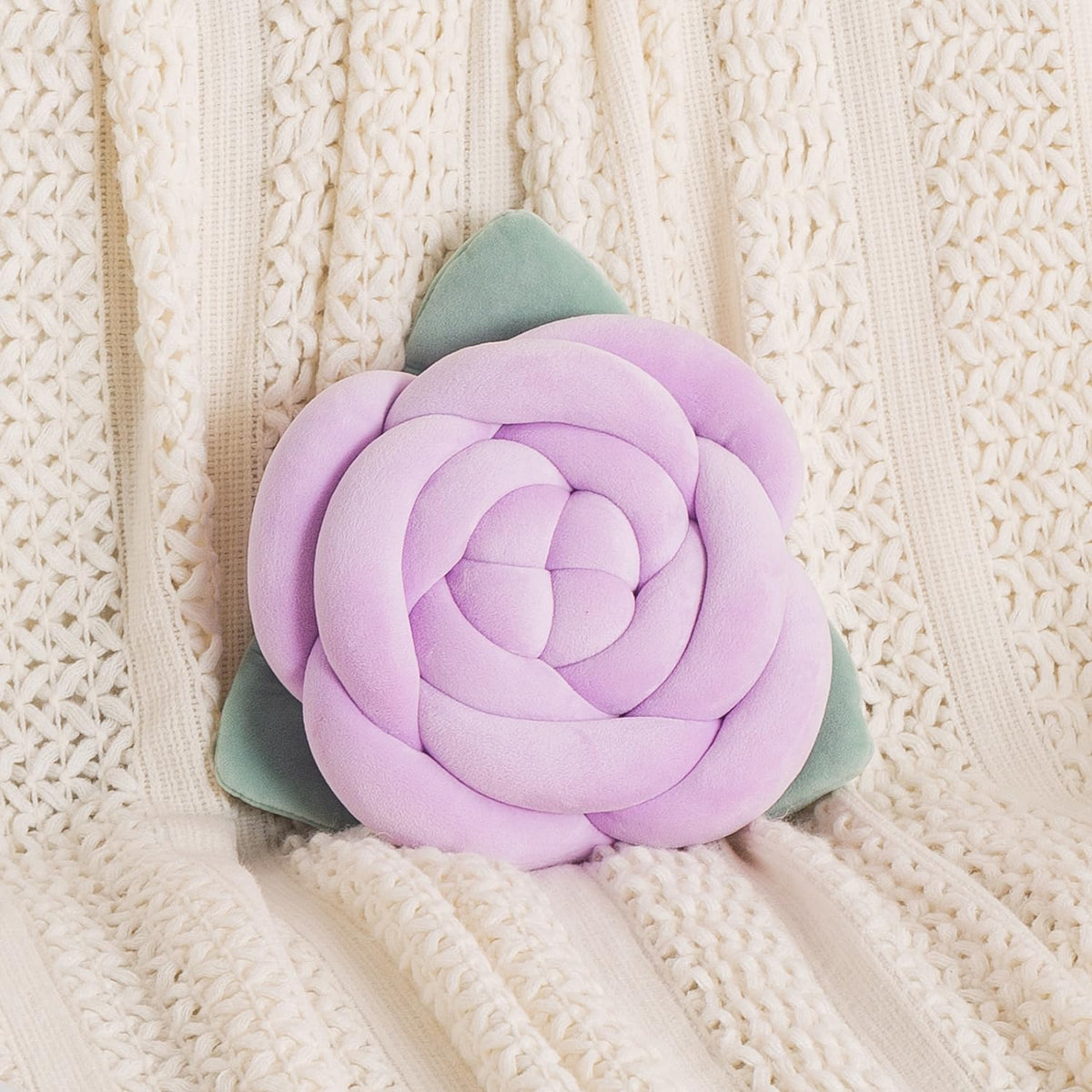 HOKIPO Rose Flower Shaped Cushion for Sofa & Bed, 22 cm, Purple