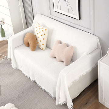 White colour polycotton Three seater sofa throw
