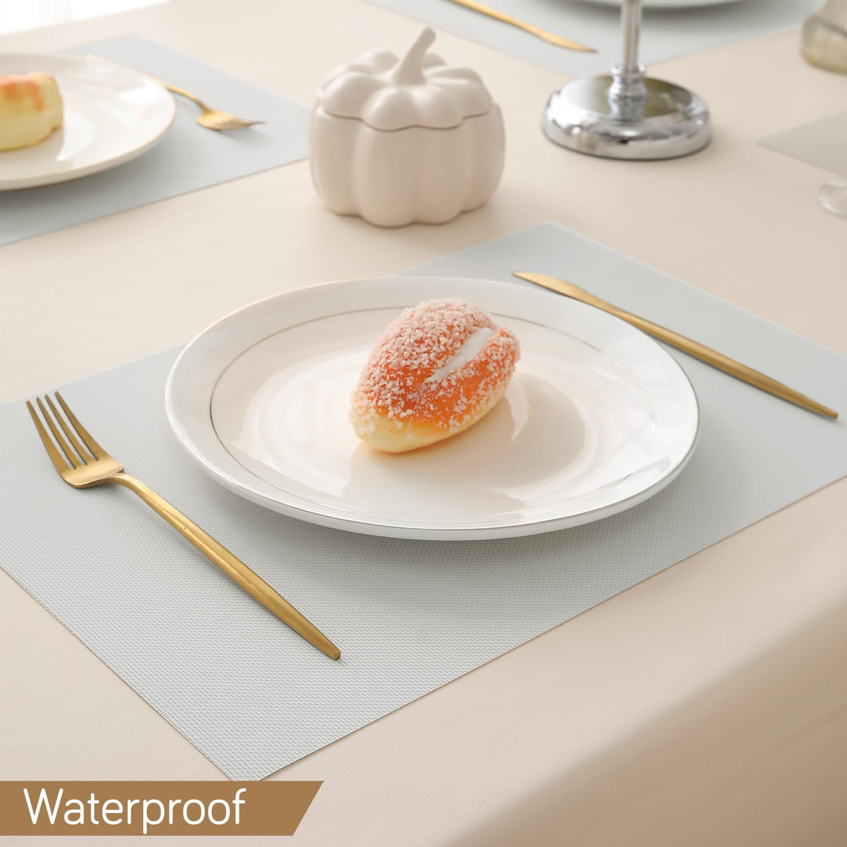 Buy Fog Grey pp waterproof dining table mat | HOKIPO