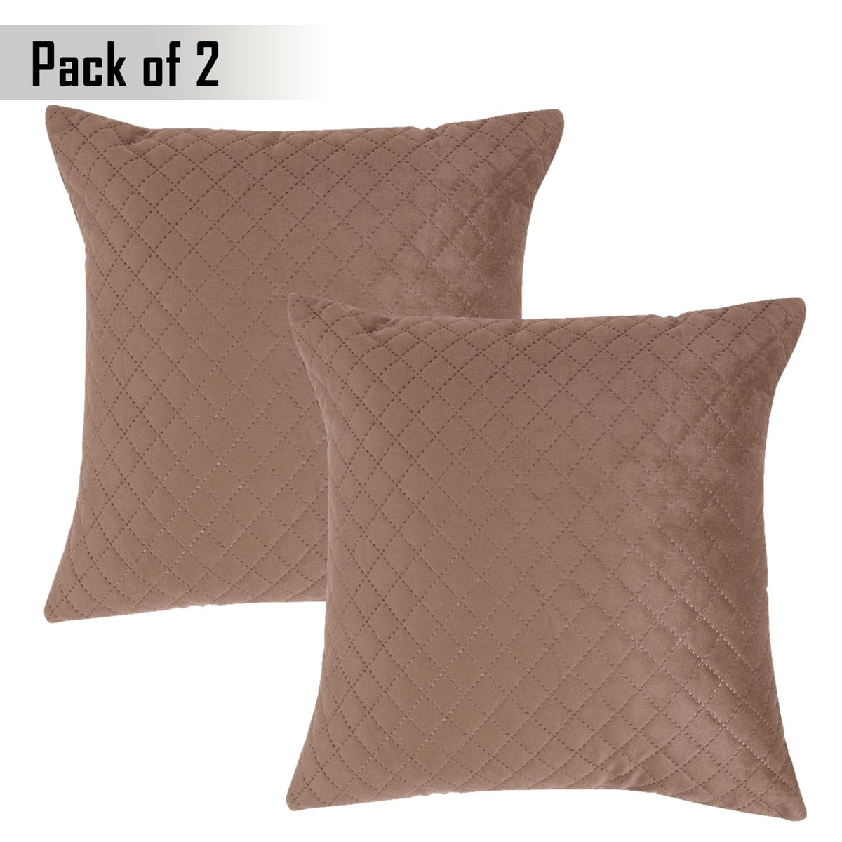 Buy Russet Brown Colour Quilted Velvet Pillow Covers in set of 2