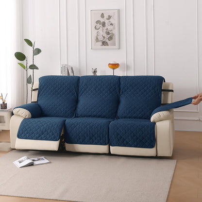 UrbanQuilt Recliner Sofa Slipcover Mat with Dual Belt for 1/2/3 Seater - Navy Blue