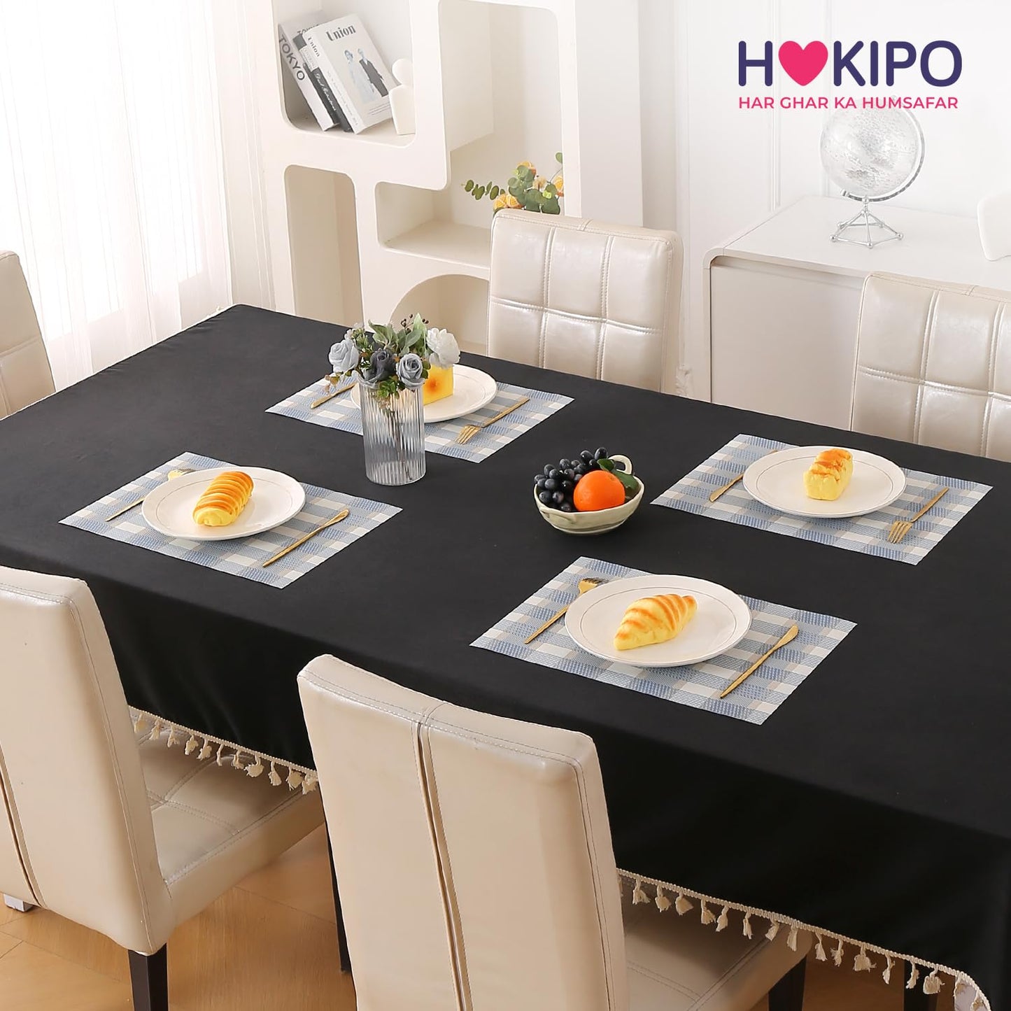 Classic Checks PVC Washable Mats for Dining Table - Pacific Blue