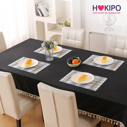 Classic Checks PVC Washable Mats for Dining Table - Pacific Blue