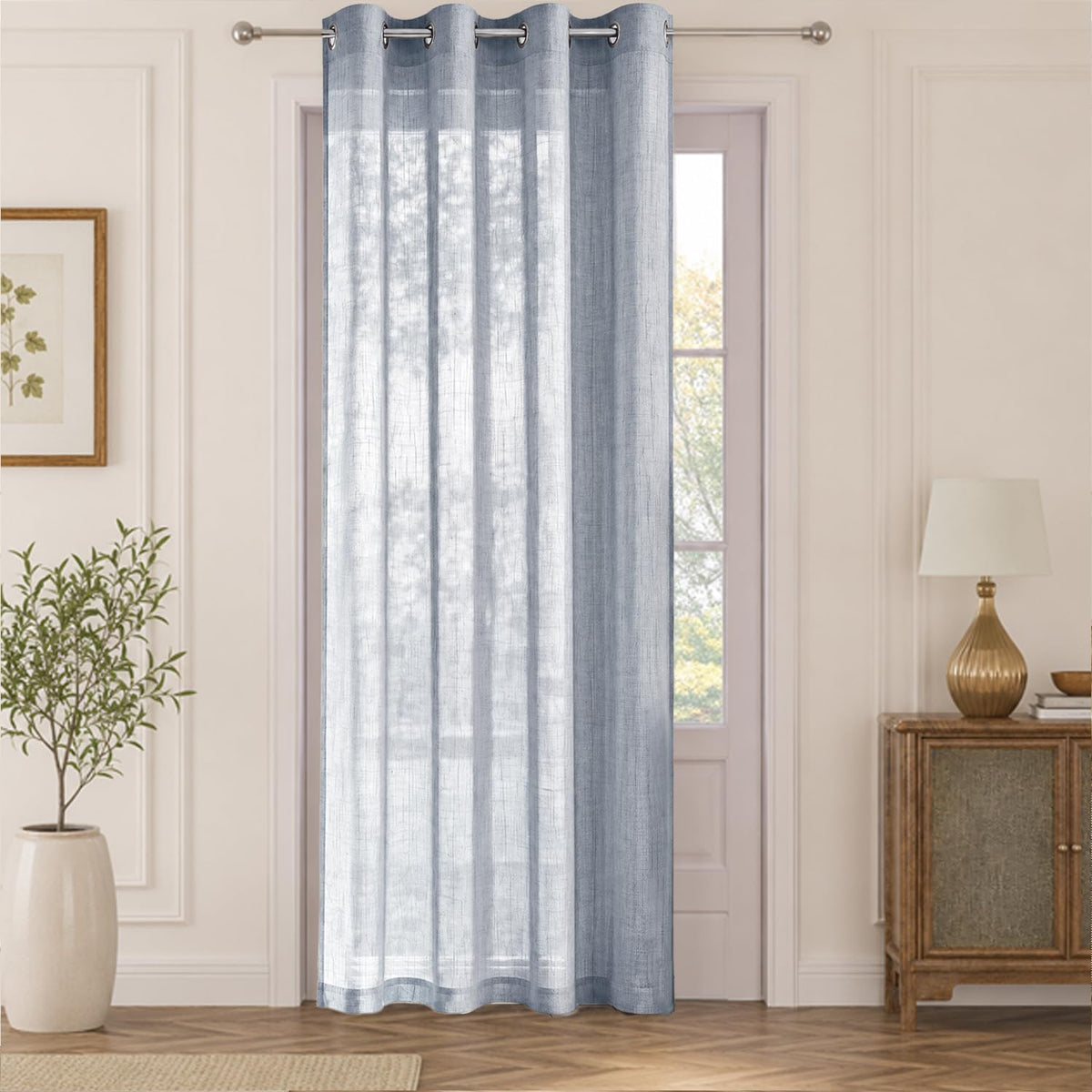 HOKIPO Breeze Sheer Curtains, 7 Feet Long - Slate Grey - image 2