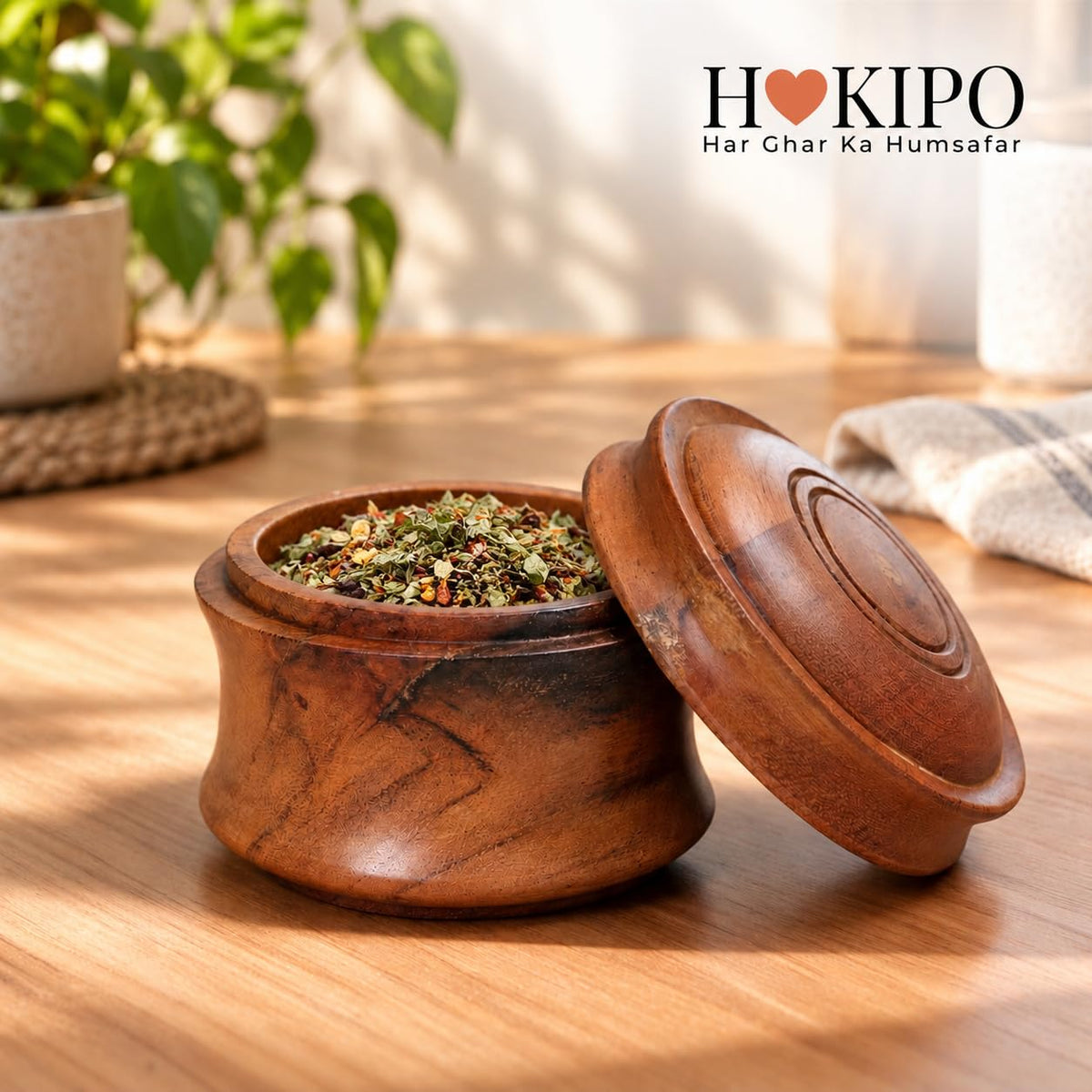 HOKIPO Arbor Acacia Wood Storage Jar with Lid, Small Round Container, 8 cm - image 8