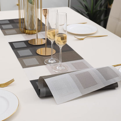 PVC Table Runner Dinner and Coffee Table, 30x135 cm, Gradient Brown