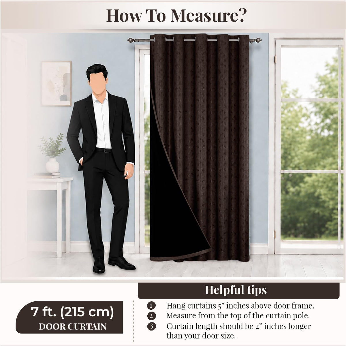 HOKIPO Palmea True Blackout Curtains, 7 Feet Long - Coffee - image 7