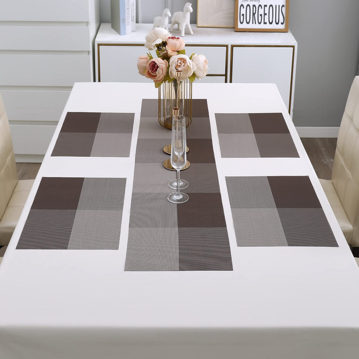 PVC Dining Table Mats, Brown