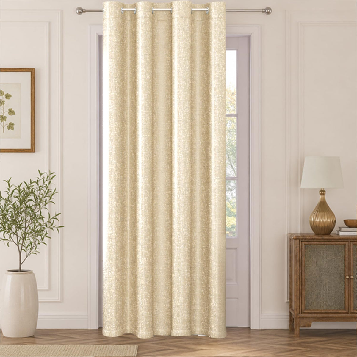HOKIPO Imperia Eyelet Curtains, 7 Feet Long - Accent Beige - image 2
