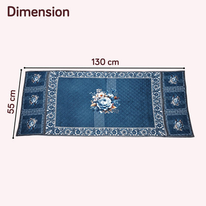 Eternal Floral Printed Quilted Fridge Top Cover with side Pockets - Ocean Blossom