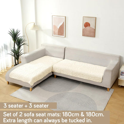 HOKIPO Premium Pebble Milk Velvet L Shape Sofa Cover Mat, Bliss White