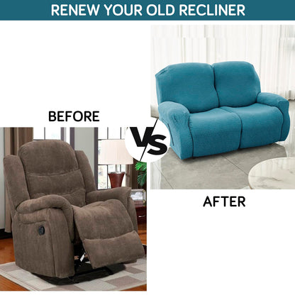 Premium 170 GSM Jacquard Fully Covered Recliner Sofa Cover for 1/2/3 Seaters, Turquoise