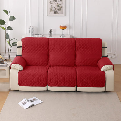UrbanQuilt Recliner Sofa Slipcover Mat with Dual Belt for 1/2/3 Seater - Scarlet Red