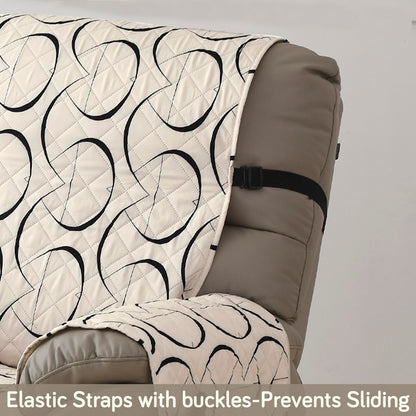Quilted Recliner Water Repellent & Waterproof Cover for Small / Large - Natural Beige Abstract Art
