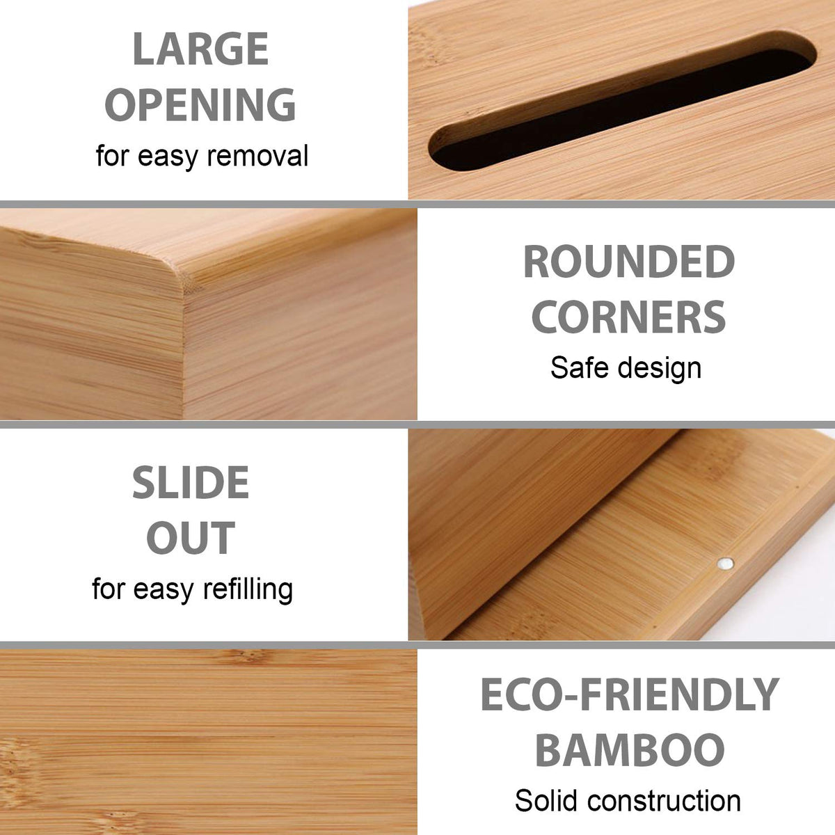 Bamboo Wooden Tissue Paper Holder Box, Rectangular, 22.5 x 11.5 x 8 cm
