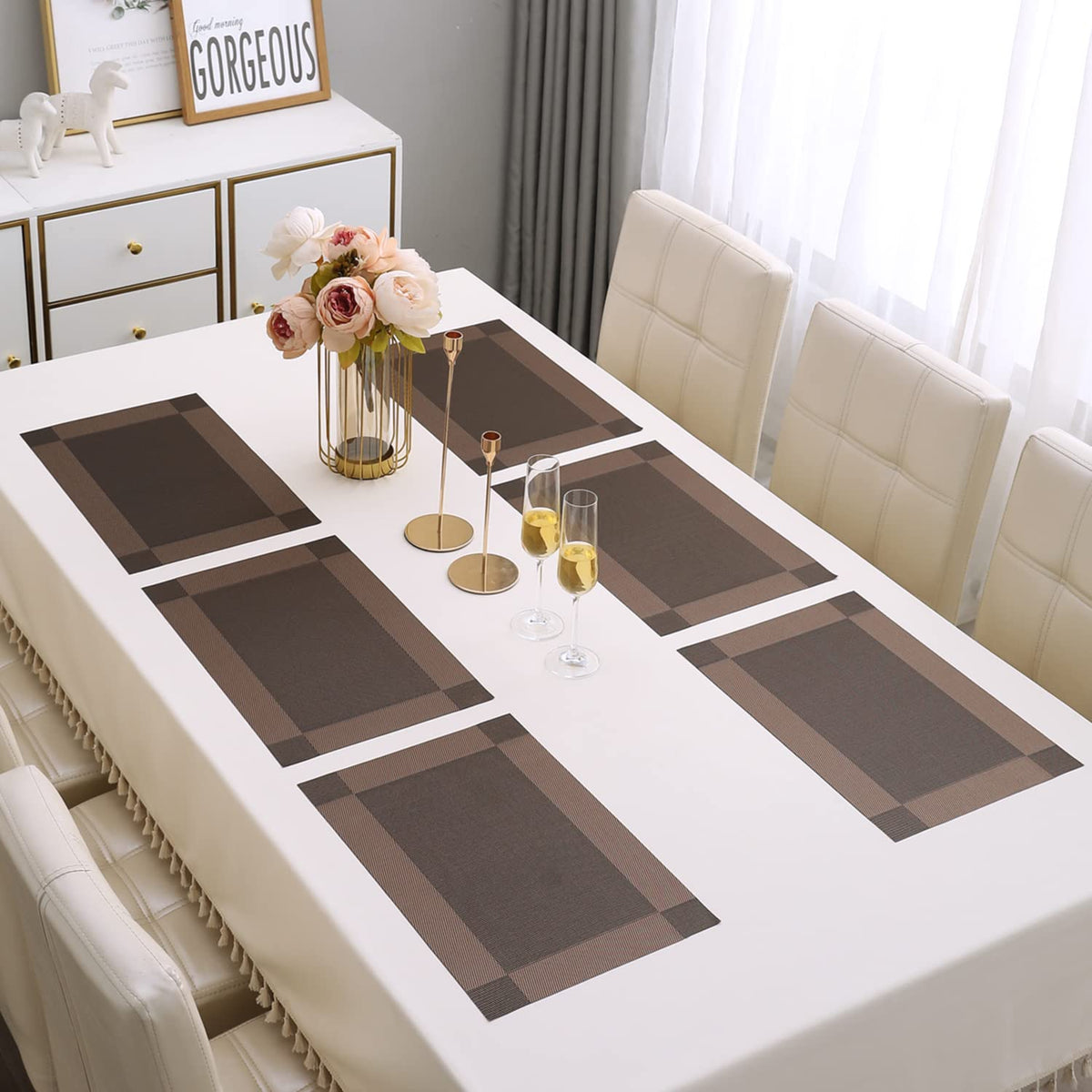PVC Dining Table Mats, Dark Brown