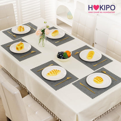 Florista Blush Royal Luxe Faux Leather Mats for Dining Table - Serene Grey