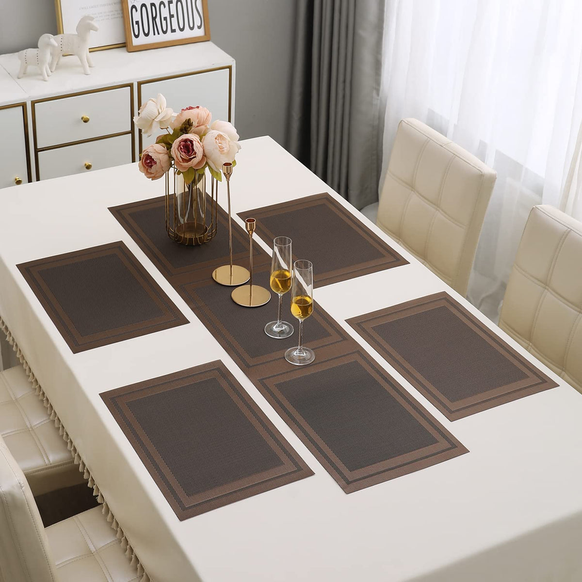 PVC Dining Table Mats, Copper Brown
