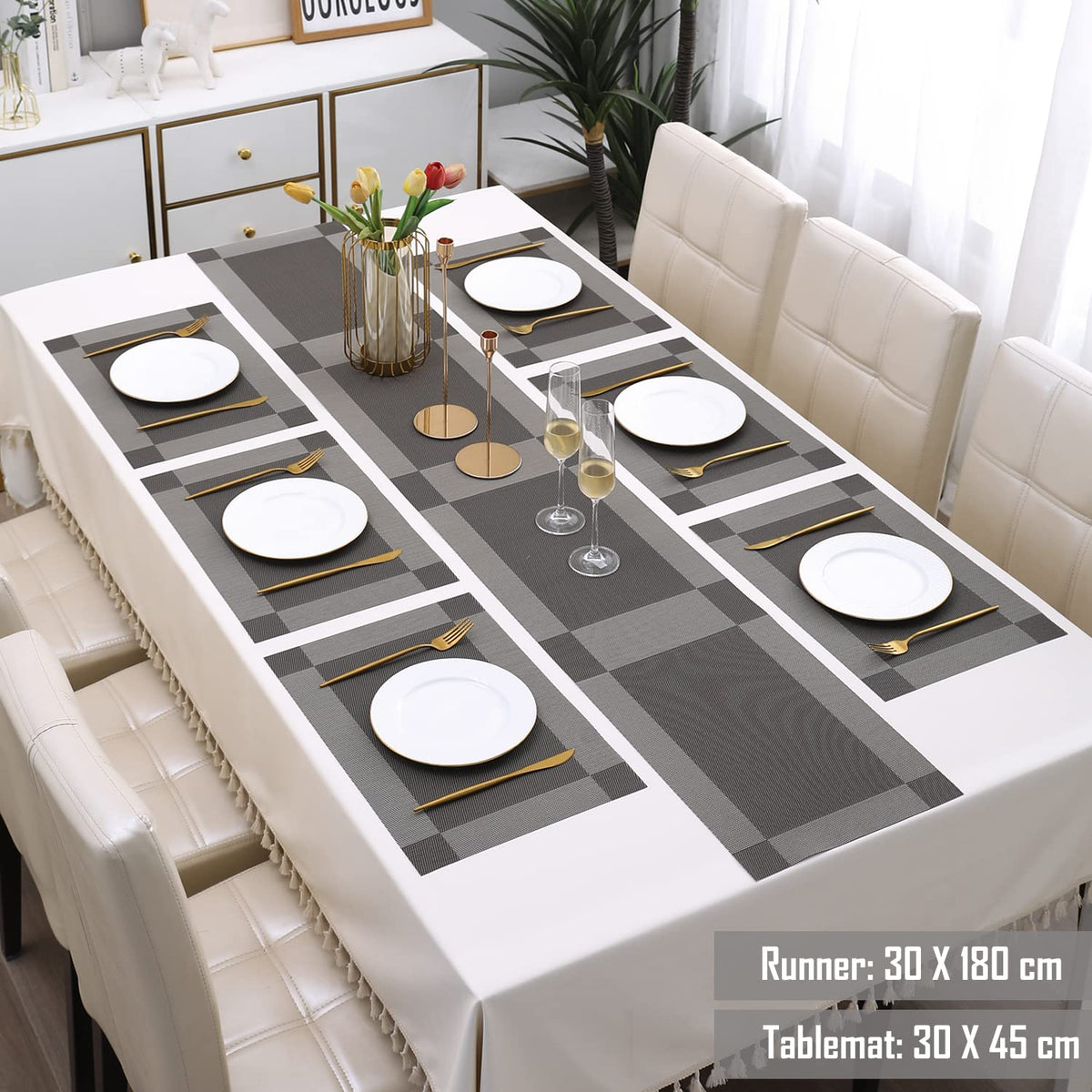 PVC Dining Table Mats, Dark Grey