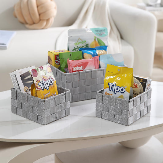 Nylon Storage Basket Desk Organizer, Grey