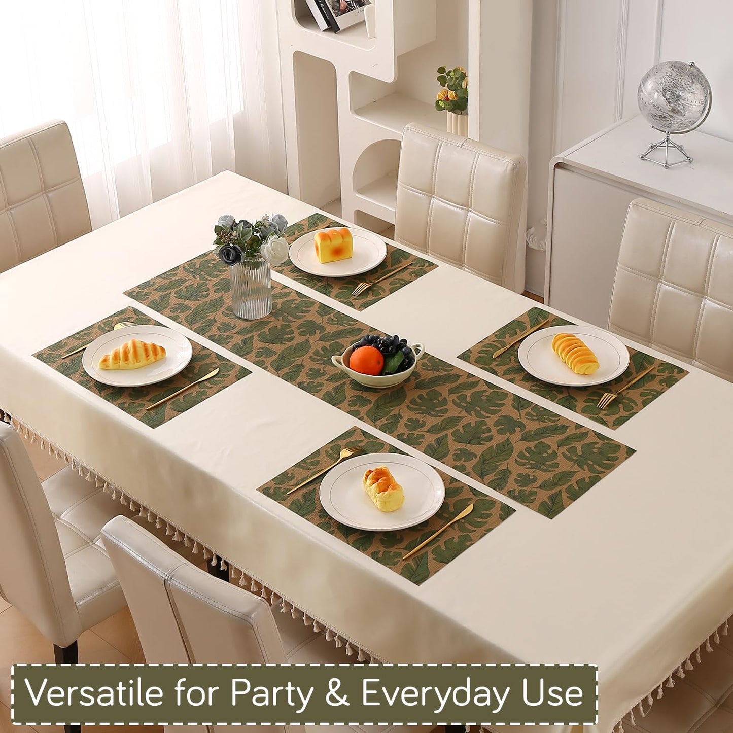 Botanical Tropic PVC Mats for Dining Table - Cana Lily Leaves
