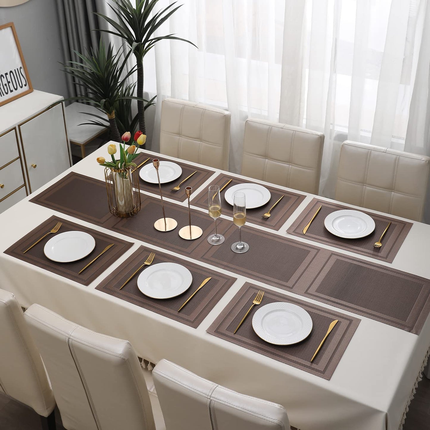 PVC Dining Table Mats, Copper Brown