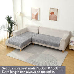 Premium Pebble Milk Velvet Sofa Cover Mat for L Shape Sofa (3+2 Seater), Moon Grey