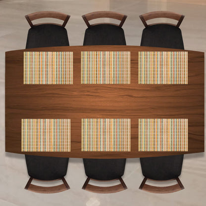 Reversible Bamboo Table Mats for Dining Table, Set of 6 Placemats, 45x30 cm, Rainbow Stripes