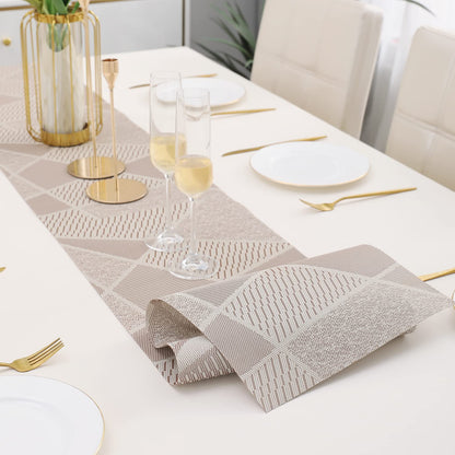 PVC Table Runner, Abstract Beige