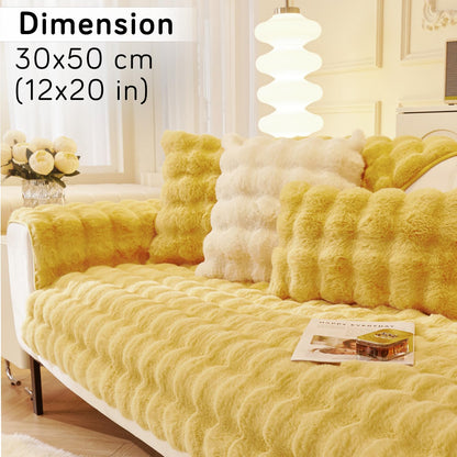 Buy Premium Honey Yellow colour Zippered faux rabbit fur Cushion Covers