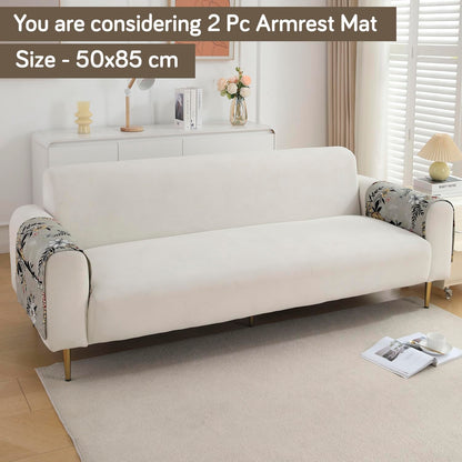Polyester Printed Quilted Sofa Cover Mats, Floral Ash Grey